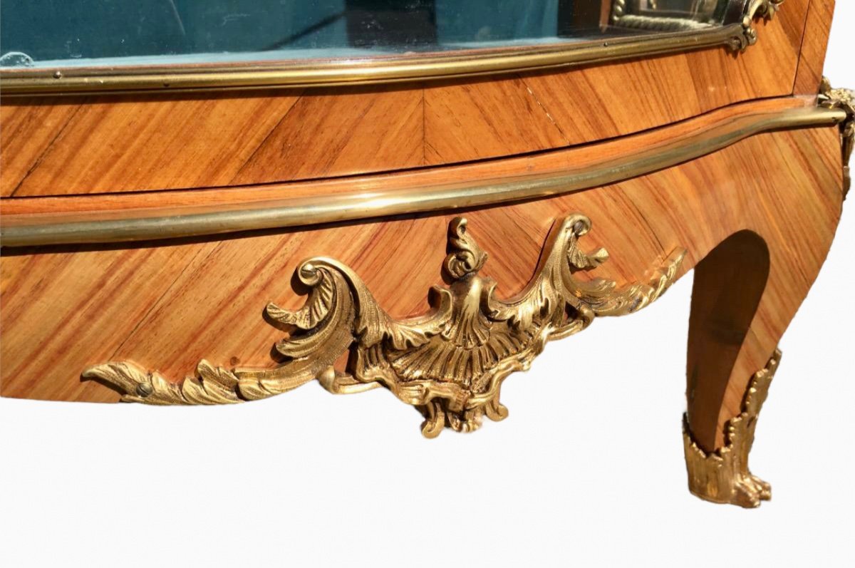 Louis XV Style Showcase In Marquetry & Bronze-photo-2