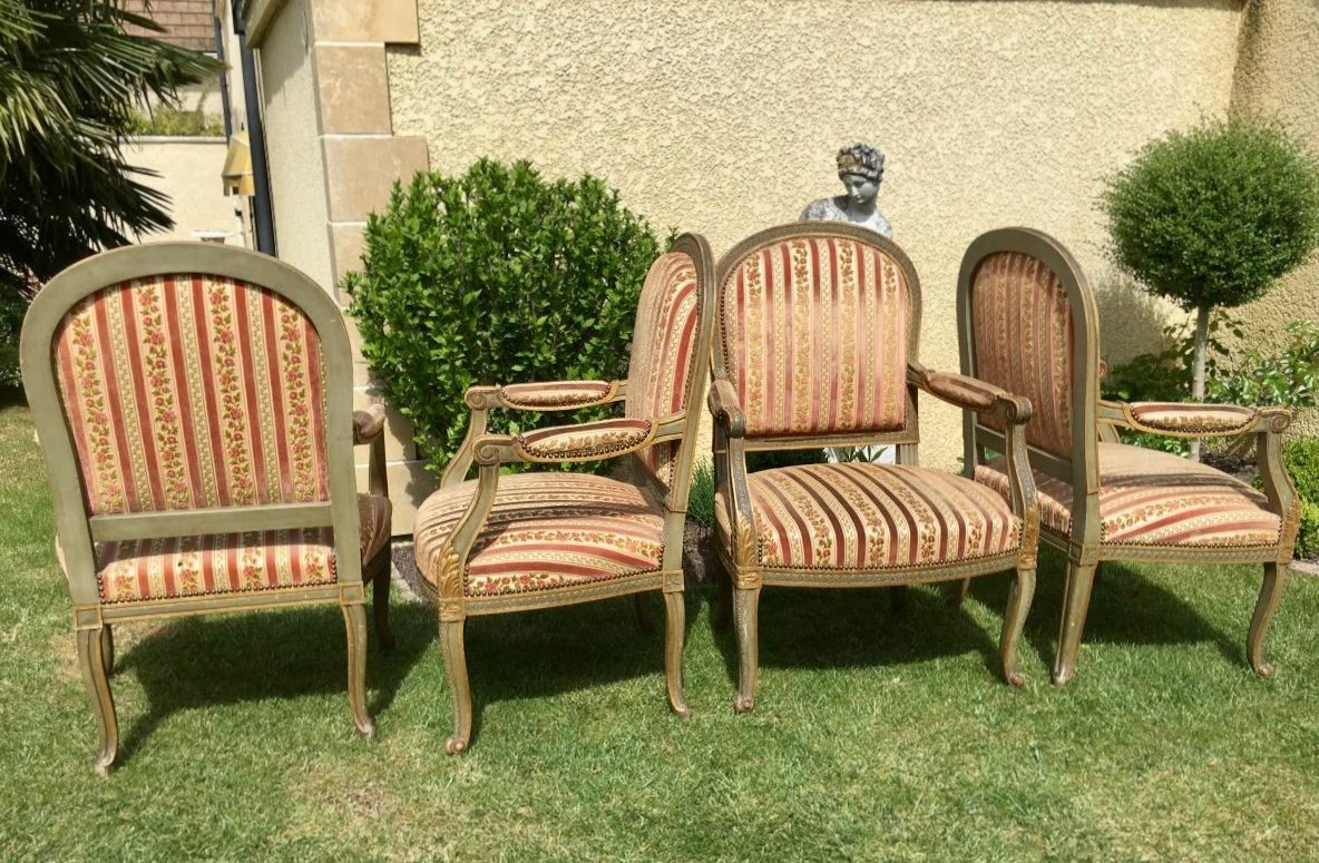 Suite de 4 Fauteuils Style Louis XV-photo-4