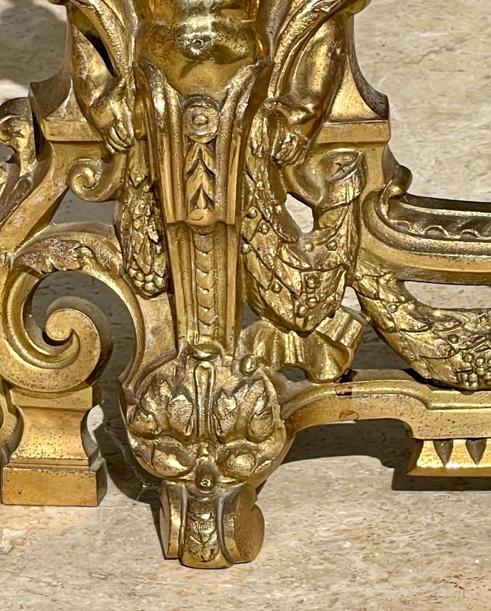 Andirons / Napoleon III Gilt Bronze Fireplace Adornment-photo-7