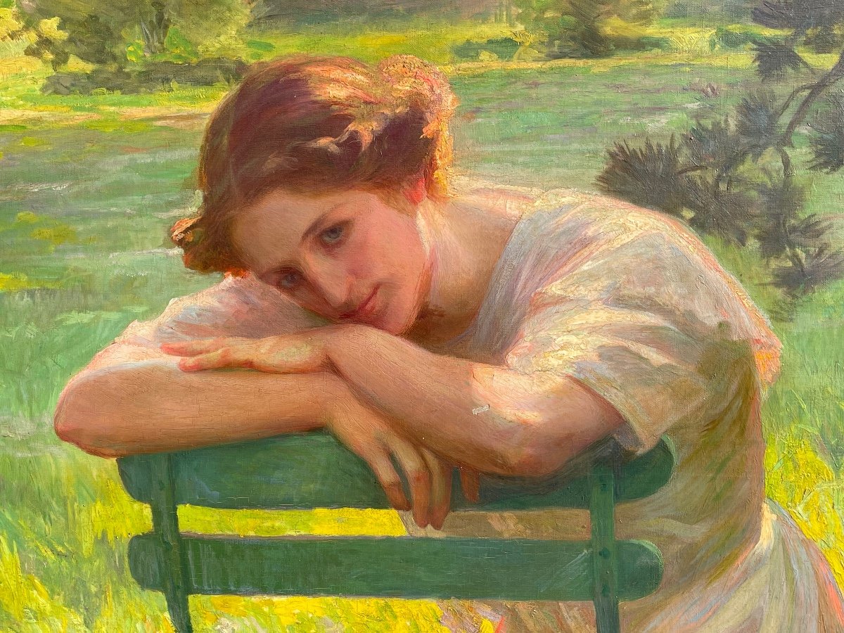 Anne-marie Esprit - Young Woman Seated In A Garden-photo-3