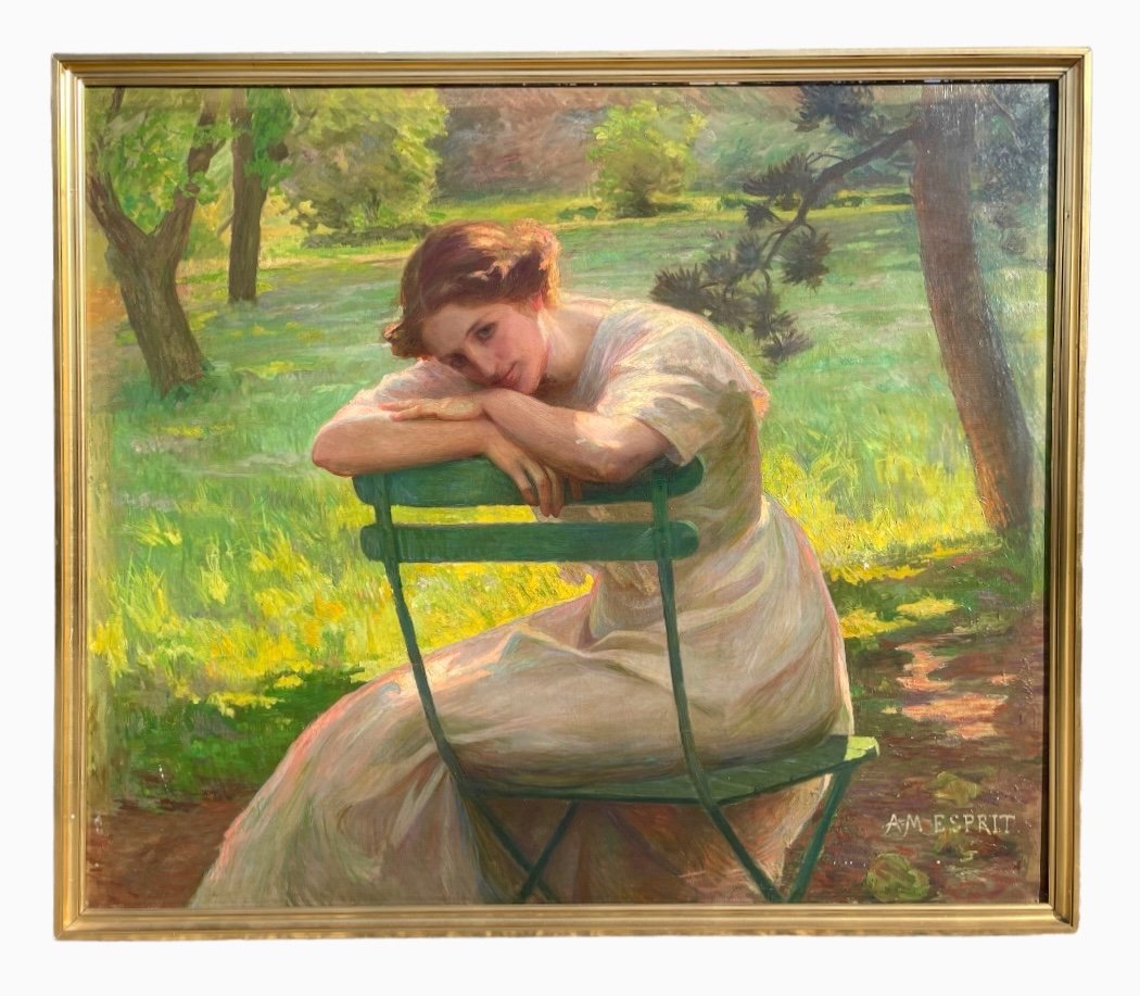Anne-marie Esprit - Young Woman Seated In A Garden