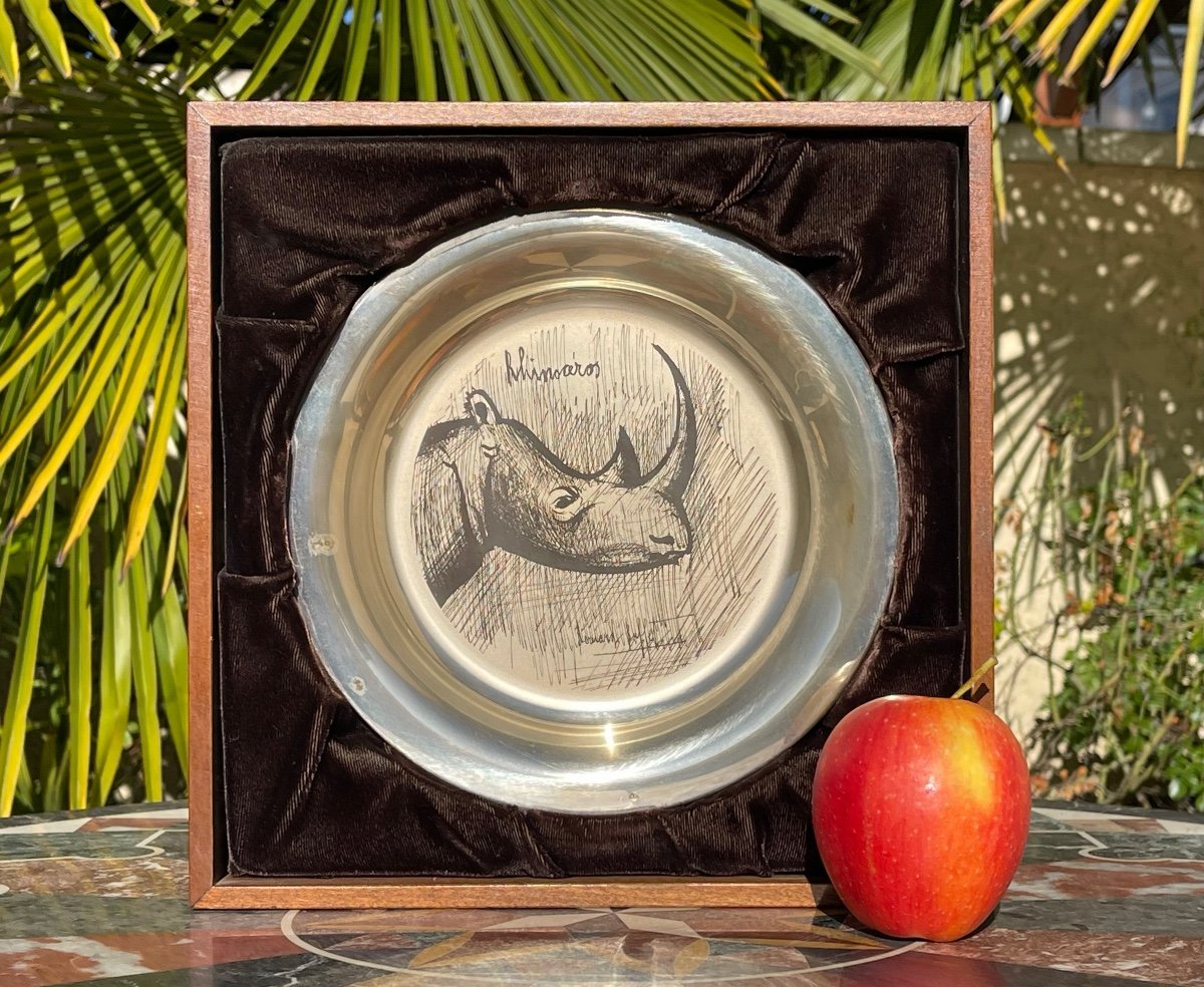 Bernard Buffet - Rhinoceros Silver Plate 1977-photo-2