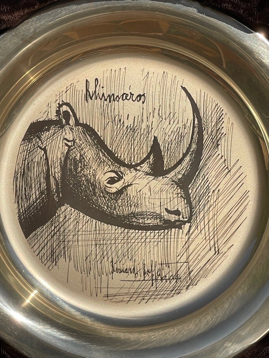 Bernard Buffet - Rhinoceros Silver Plate 1977-photo-3