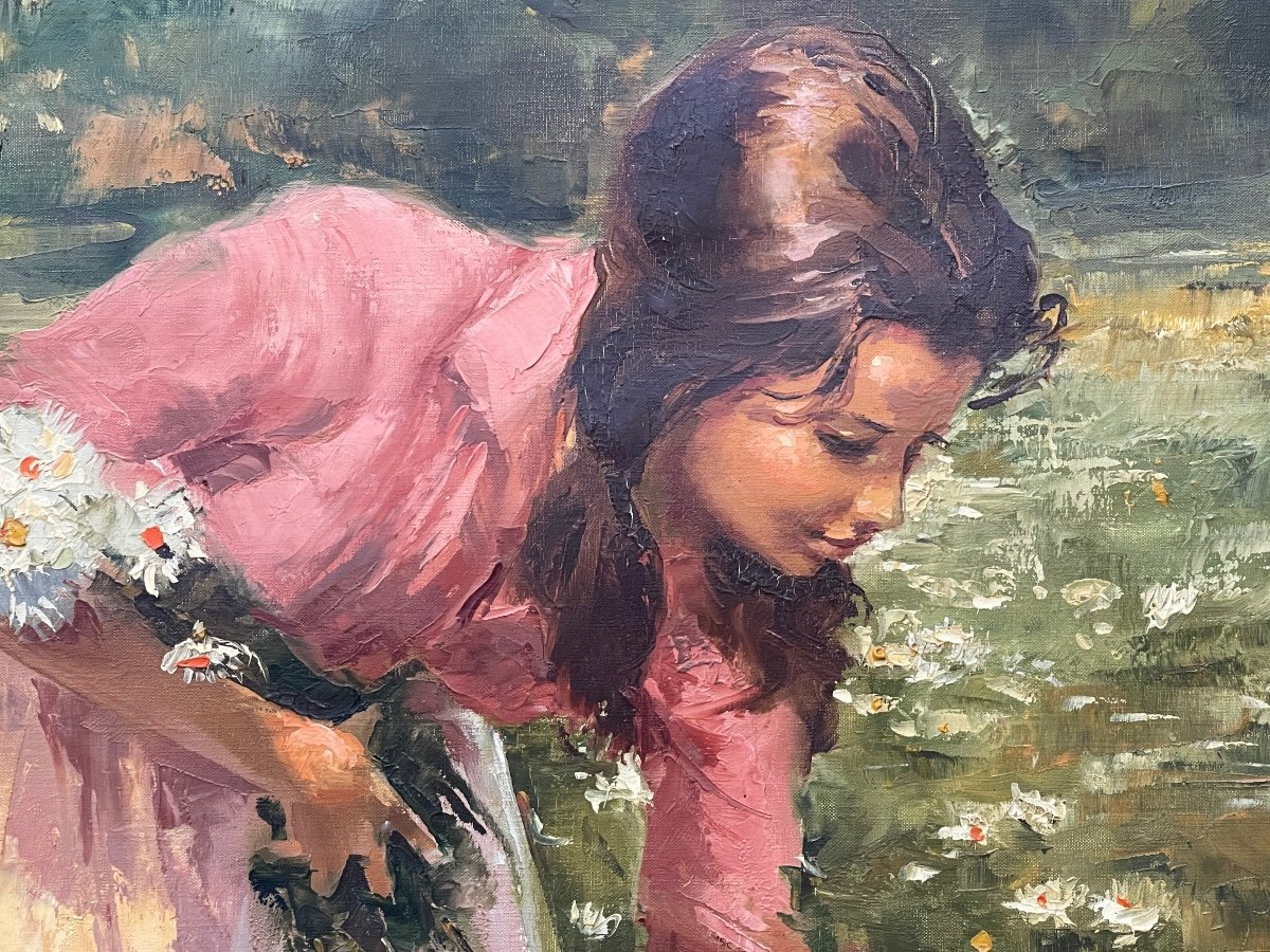 Robert Van Cleef - Young Girl Collecting Daisies-photo-4