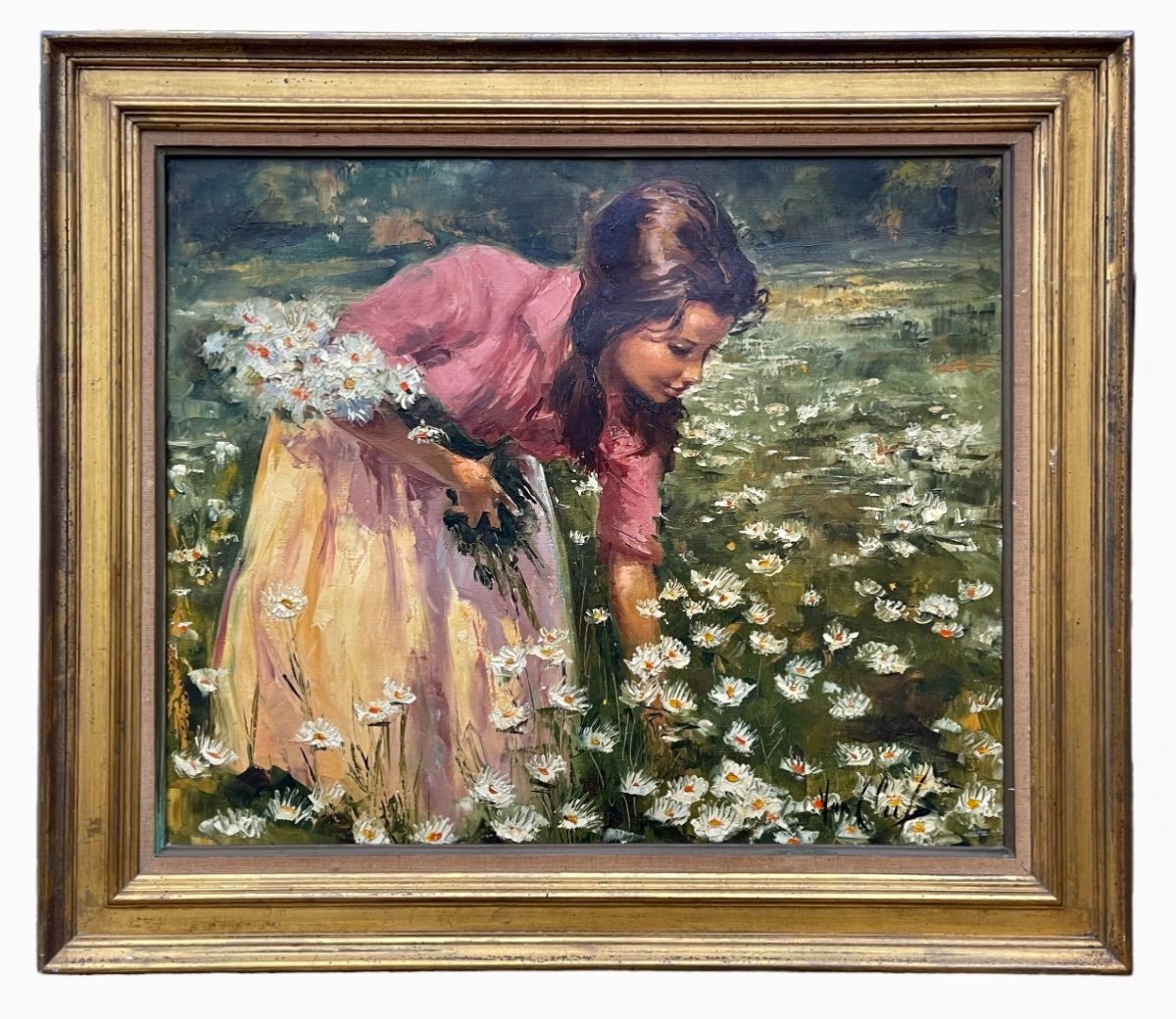 Robert VAN CLEEF - Jeune Fille Ramassant des Marguerites