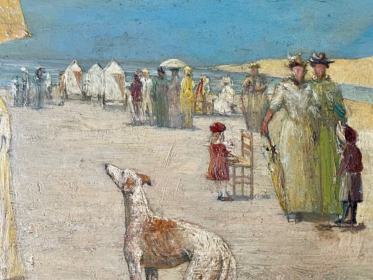 Deauville Beach, Oil On Panel-photo-2