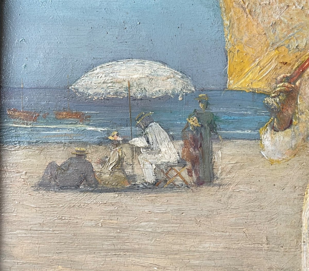 Deauville Beach, Oil On Panel-photo-4