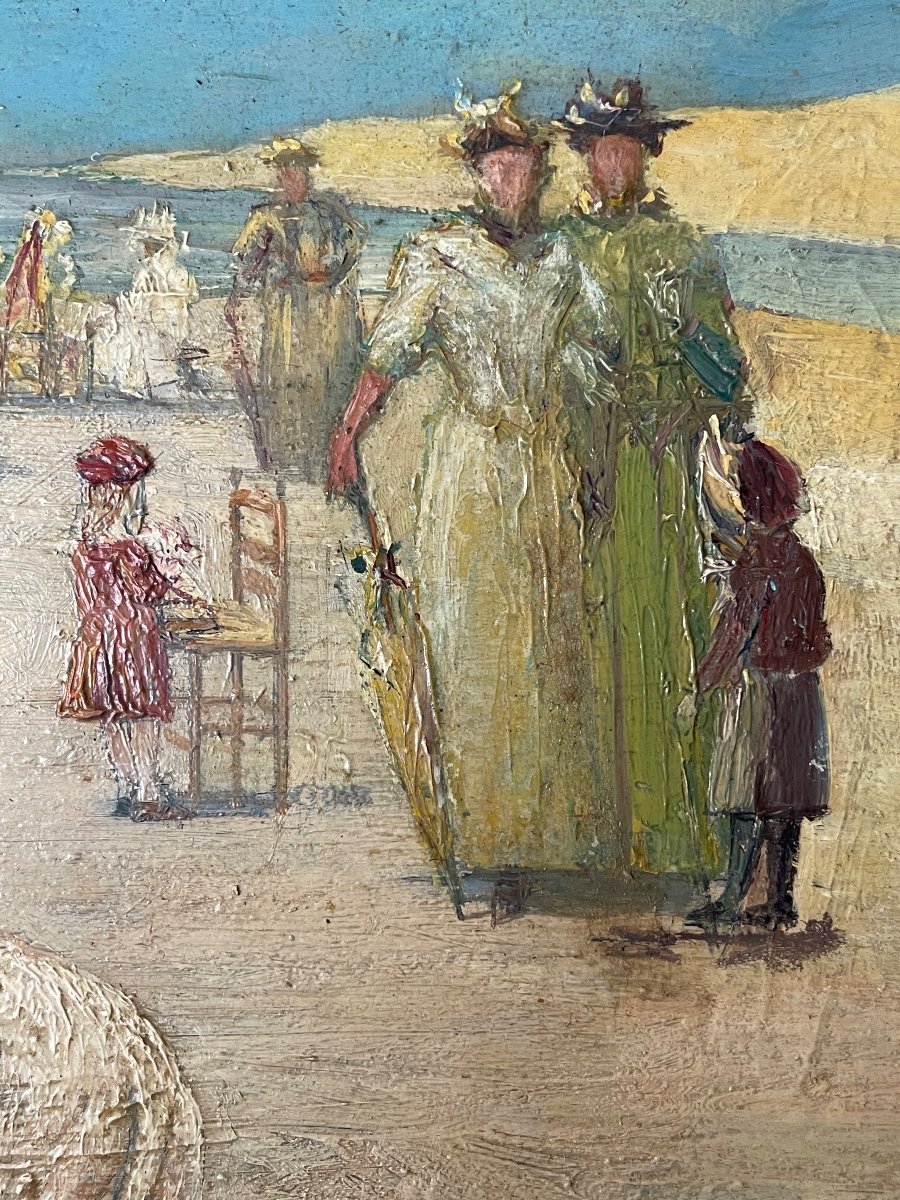 Deauville Beach, Oil On Panel-photo-5