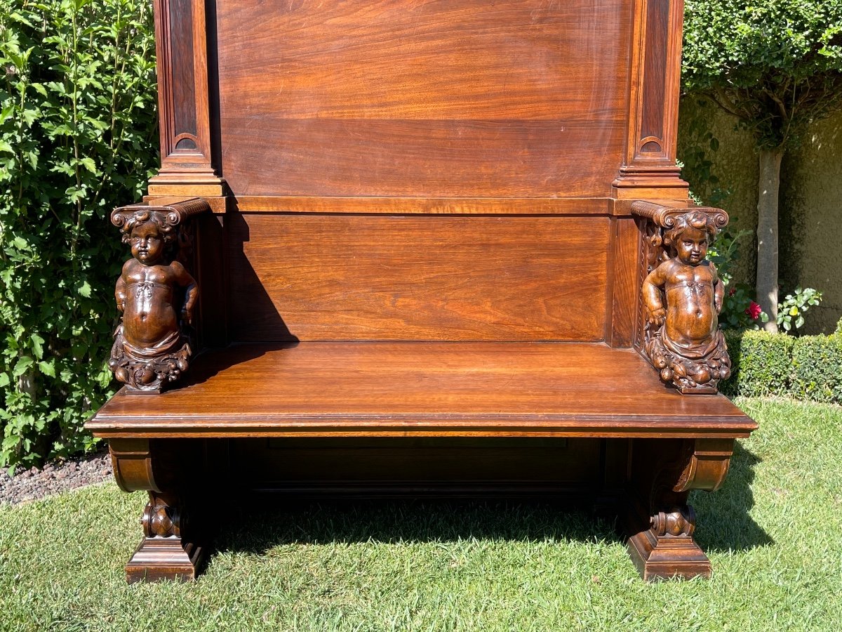 Honoré Dufin - Carved Walnut Bench-photo-3