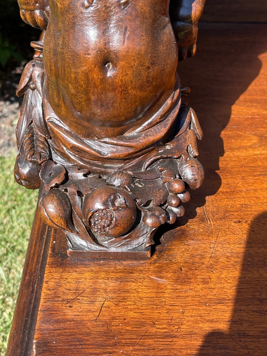 Honoré Dufin - Carved Walnut Bench-photo-2