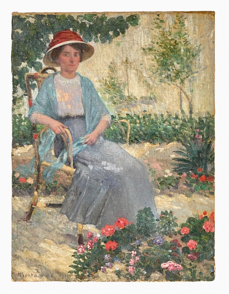 Montagnac - Seated Woman In A Flower Garden