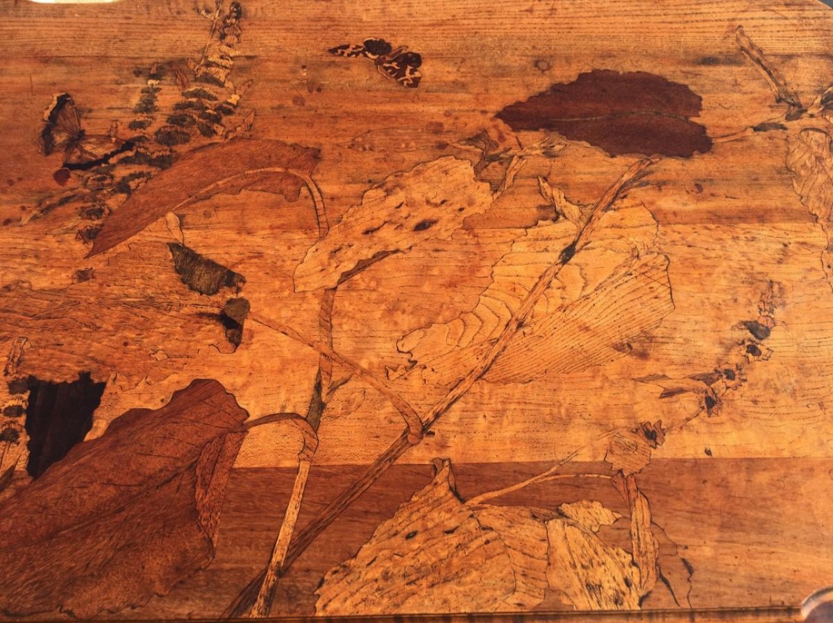 Émile GALLÉ - Table à Thé Double Plateaux en Marqueterie -photo-4