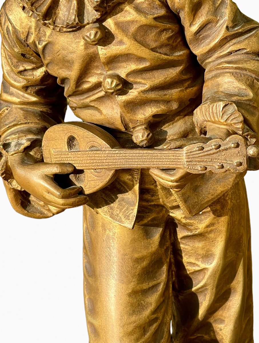Eutrope BOURET - Bronze, Pierrot « Au Clair de la Lune »-photo-4
