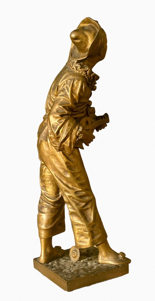 Eutrope BOURET - Bronze, Pierrot « Au Clair de la Lune »-photo-4