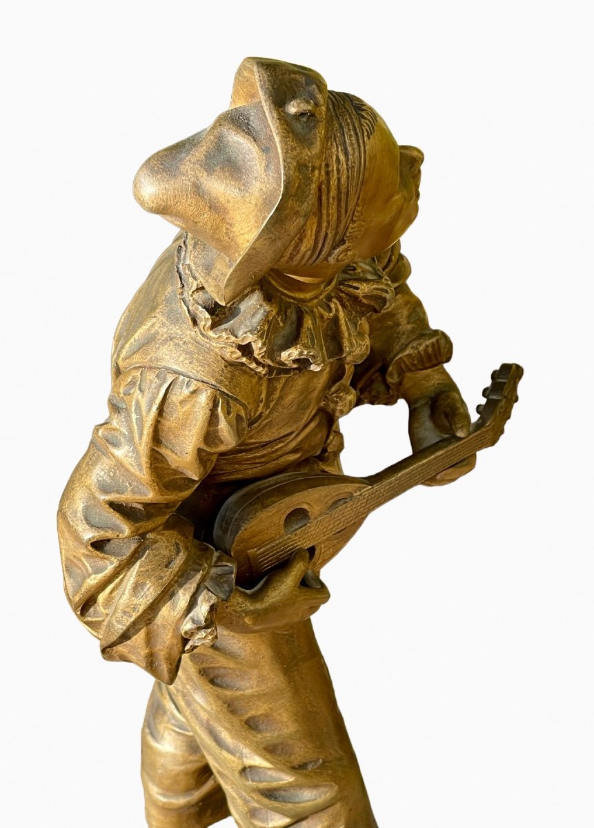 Eutrope BOURET - Bronze, Pierrot « Au Clair de la Lune »-photo-7