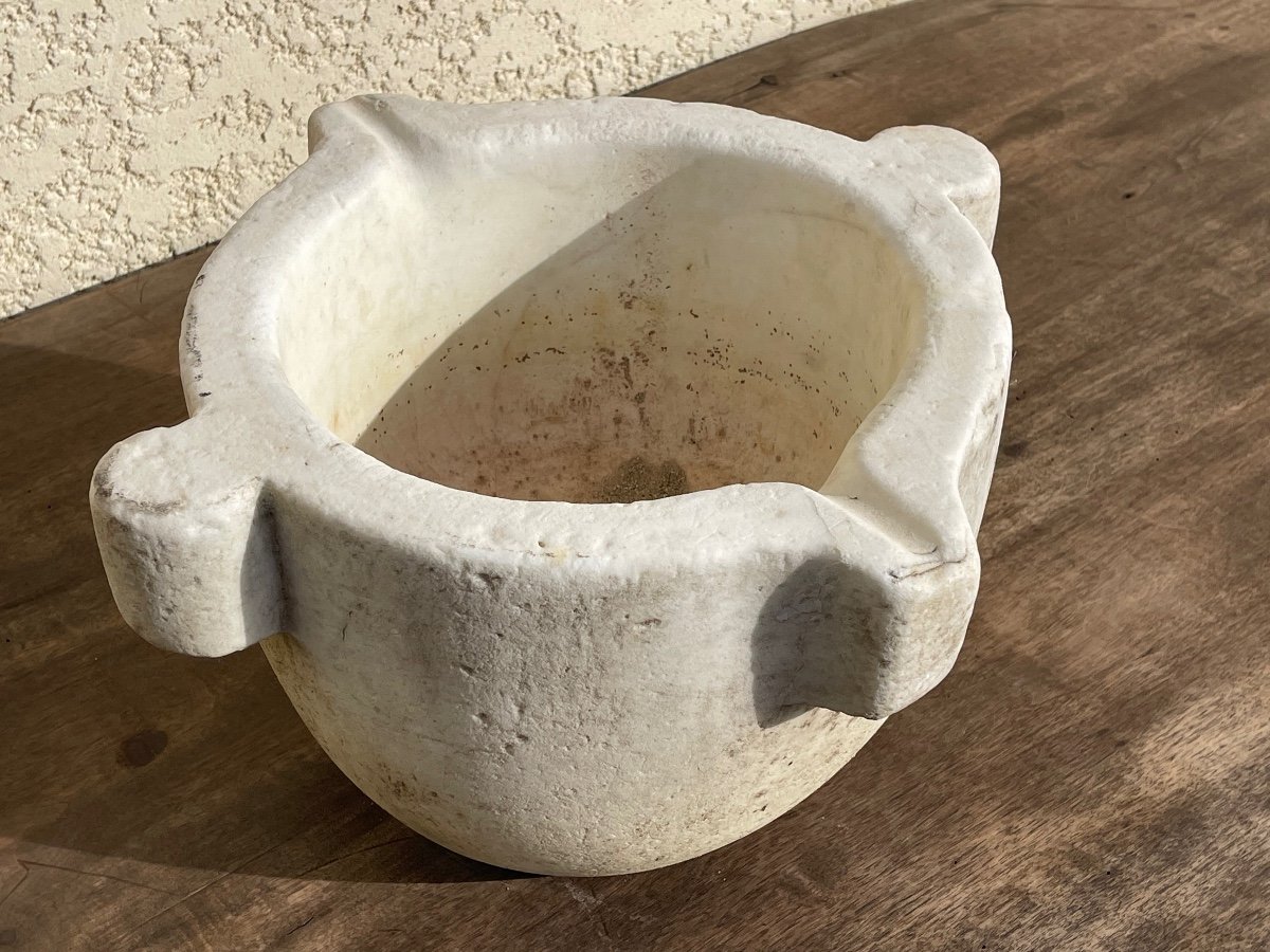 17th Century - White Marble Mortar-photo-4