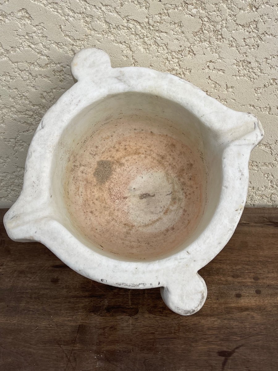 17th Century - White Marble Mortar-photo-4