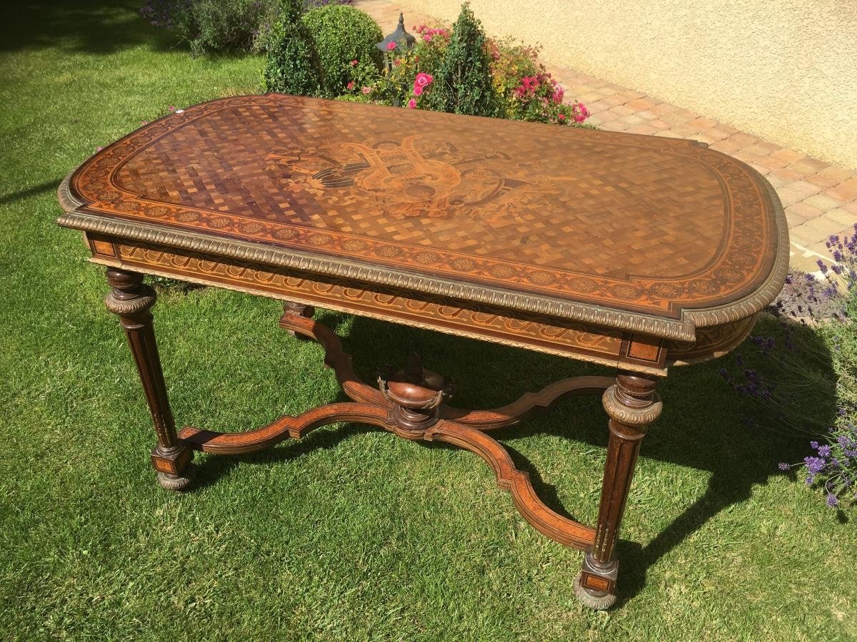XVIIIe - Table en Marqueterie d'époque Napoléon III
