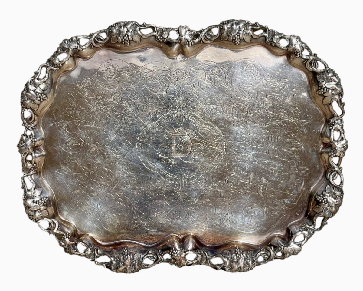 Serving Tray In Silver Metal 
