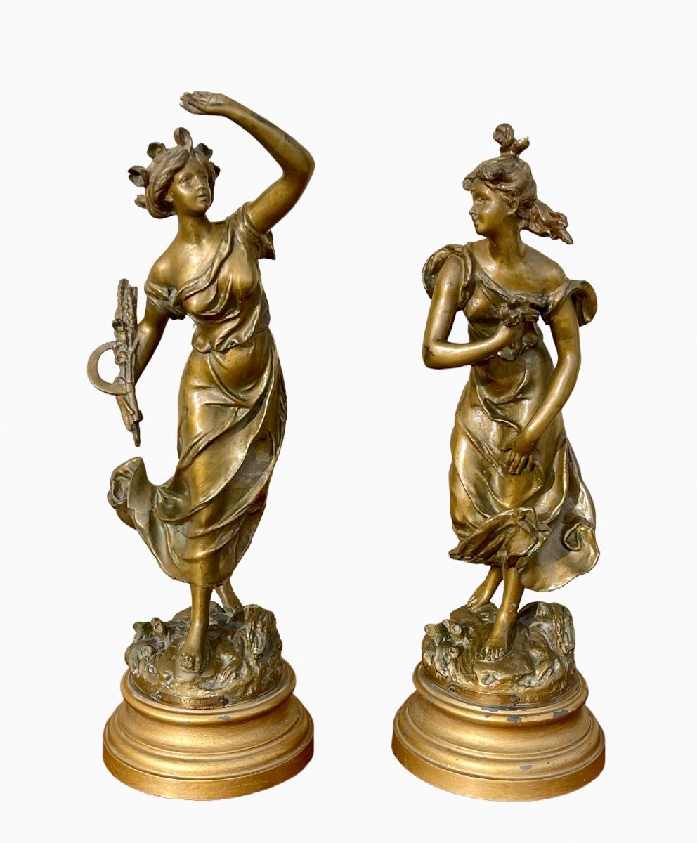 Lejeune - Pair Of Statuettes, The Lightning And Coup De Vent 
