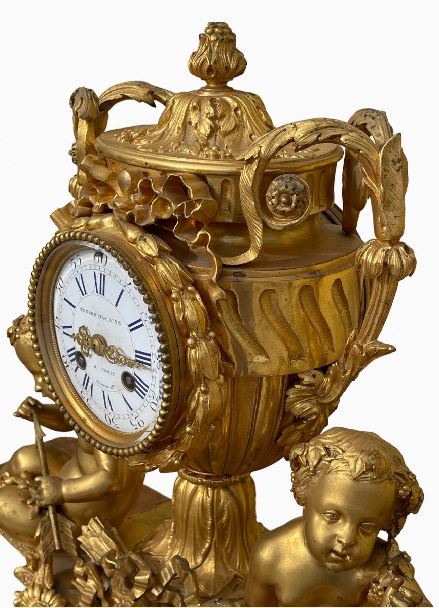 Monbro Aîné Son & Jacquier - Bronze Clock With Puttis -photo-2