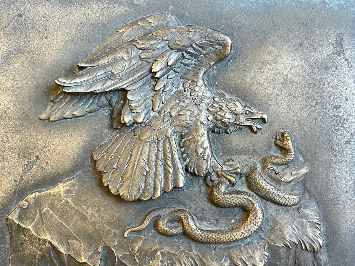 Barye - Royal Eagle And Serpent, Bronze Bas Relief -photo-3