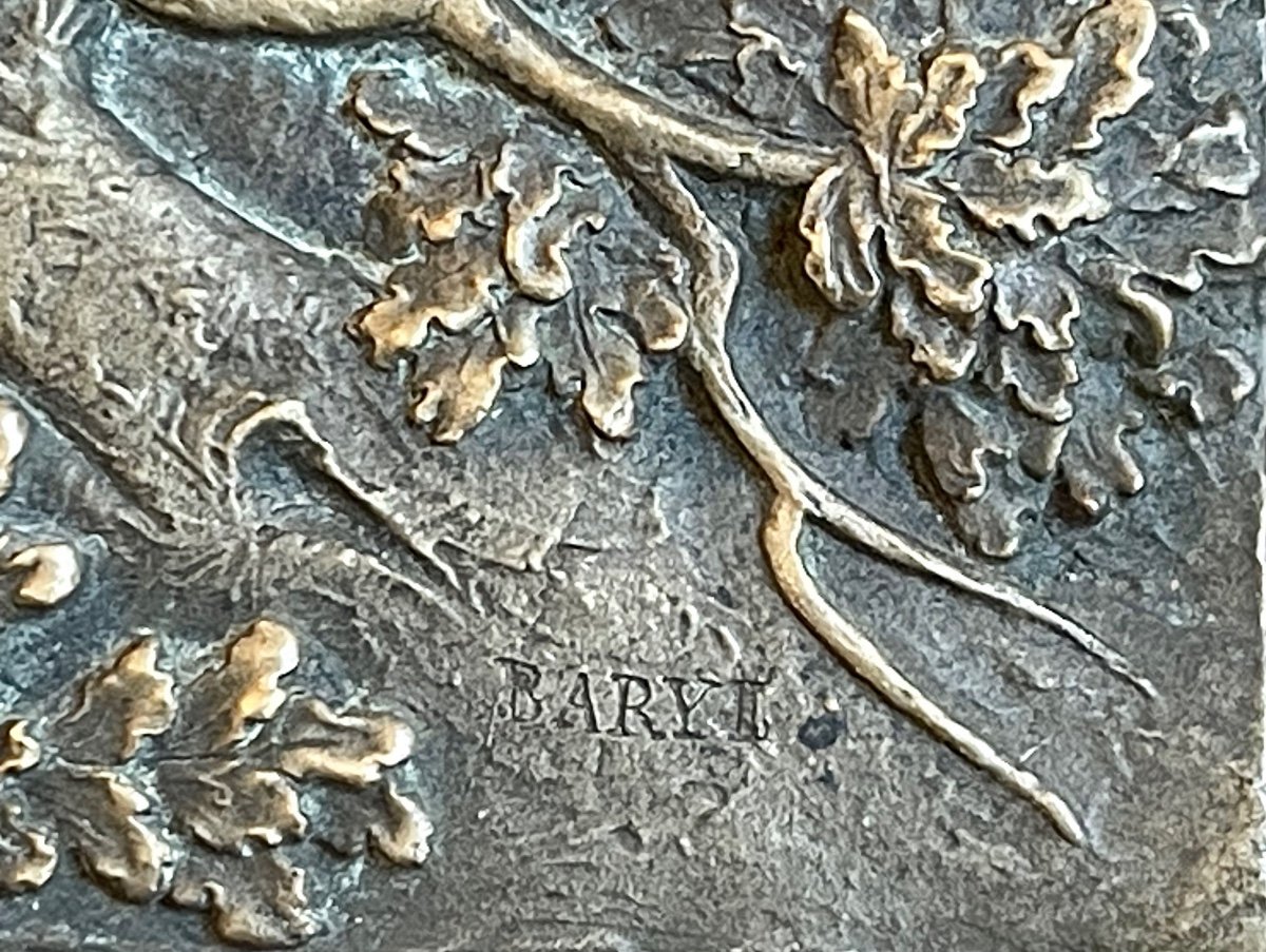 BARYE - Cerf de Virginie, Bas Relief en Bronze-photo-4