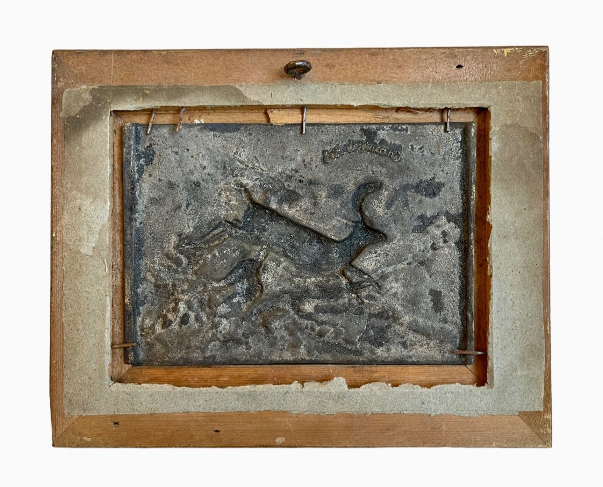 BARYE - Cerf de Virginie, Bas Relief en Bronze-photo-3