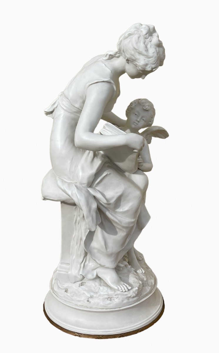 M. MOREAU & Sèvres - Biscuit, Jeune Femme et Putti-photo-6