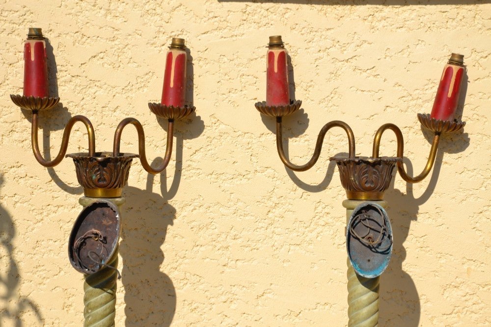 Suite de 4 Grandes Appliques / Torchères -photo-6