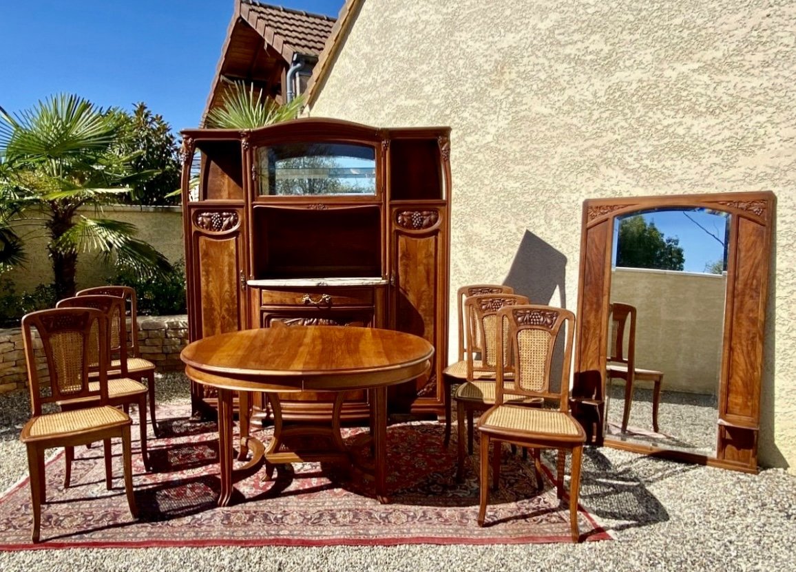 Salle à Manger en Noyer Style Art Nouveau -photo-2