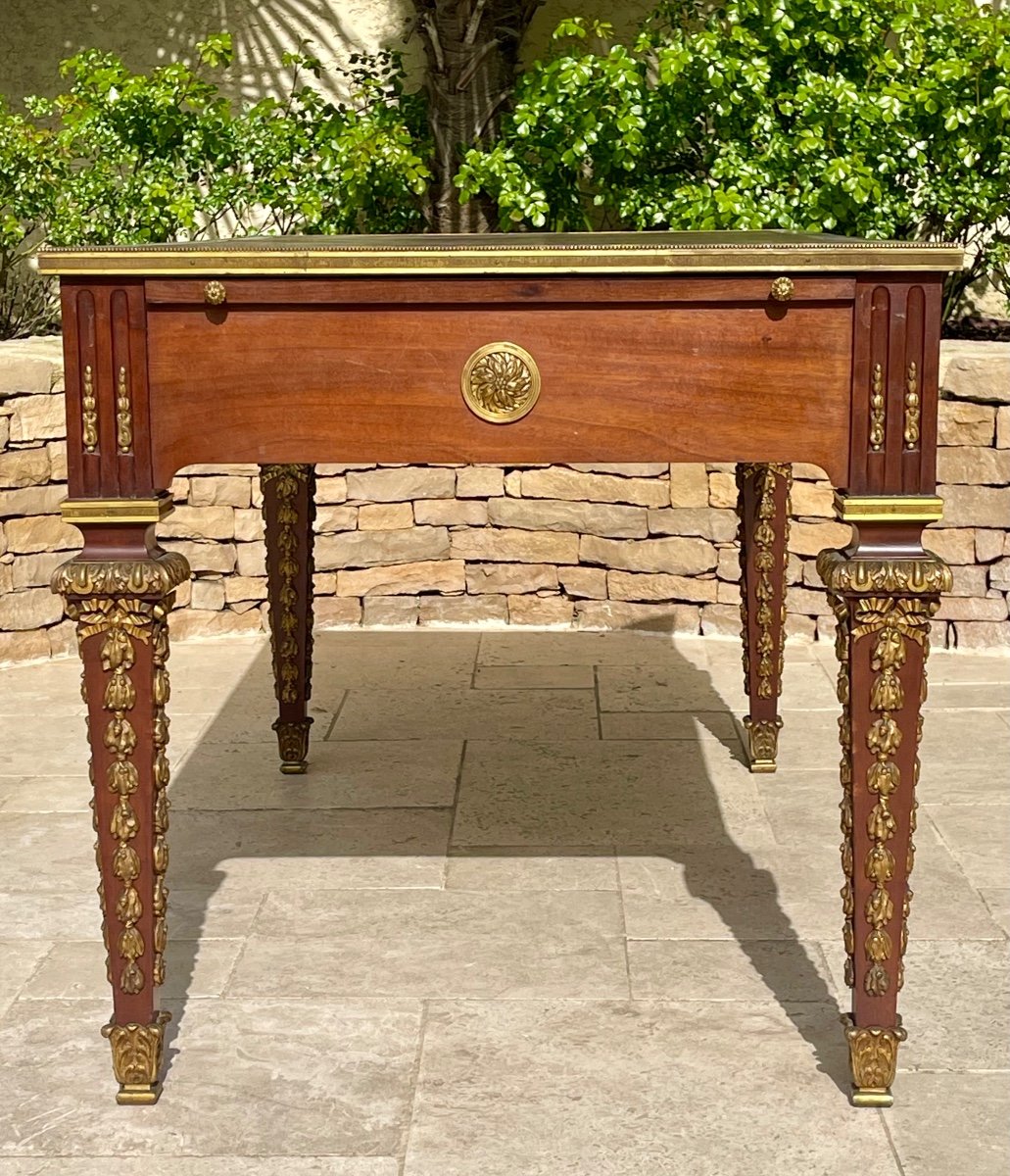 Maison FOREST - Bureau en Acajou & Bronze Style Louis XVI-photo-3