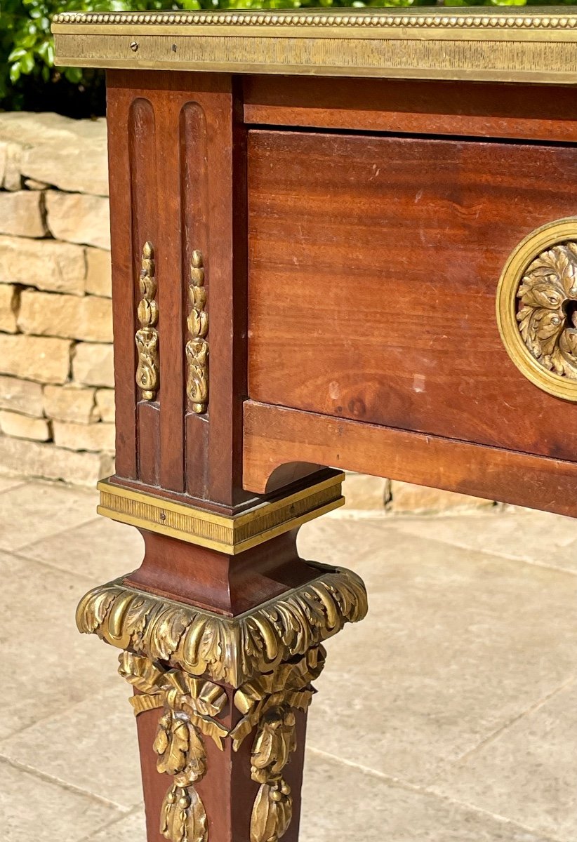 House Forest - Louis XVI Style Mahogany & Bronze Flat Desk-photo-1