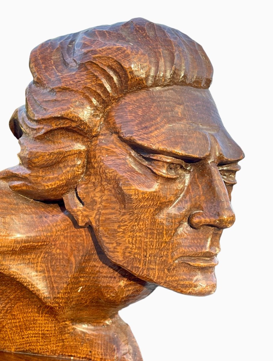Jean Mermoz - Carved Wooden Bust, La Rafale-photo-2
