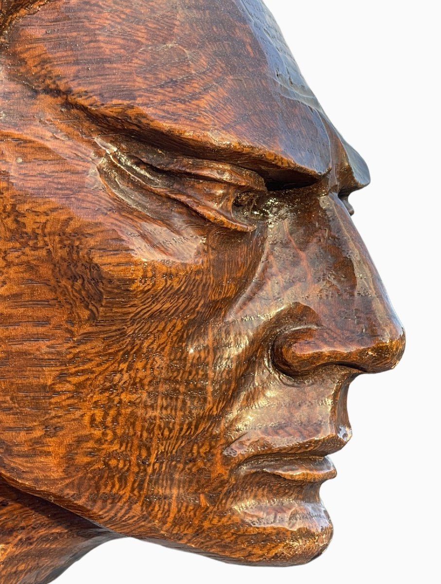 Jean Mermoz - Carved Wooden Bust, La Rafale-photo-1