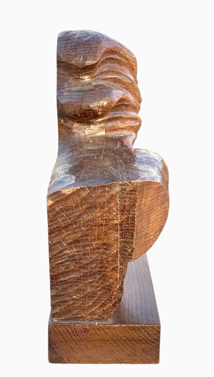 Jean MERMOZ - La Rafale, Buste en Bois Sculpté-photo-4
