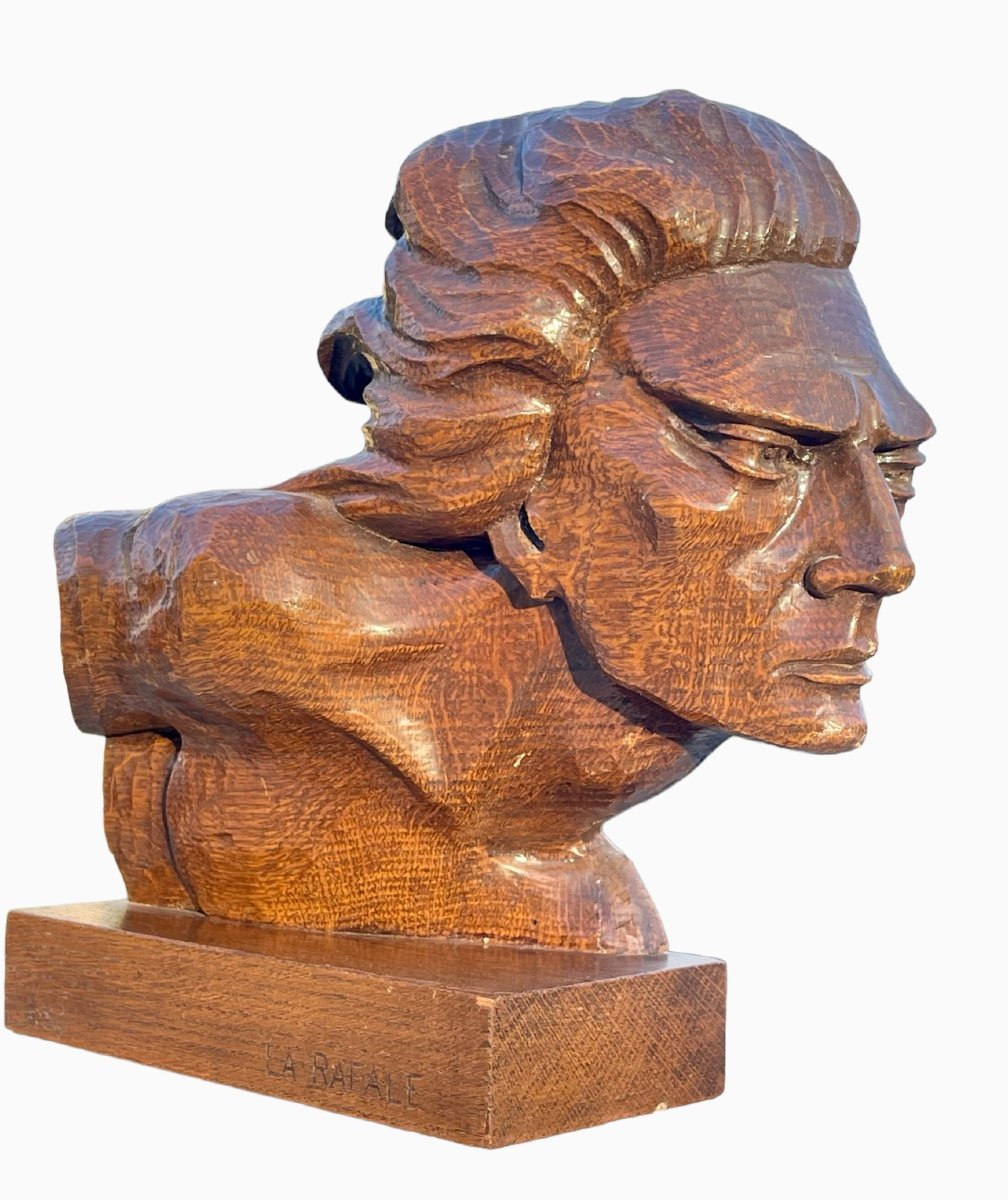 Jean Mermoz - Carved Wooden Bust, La Rafale