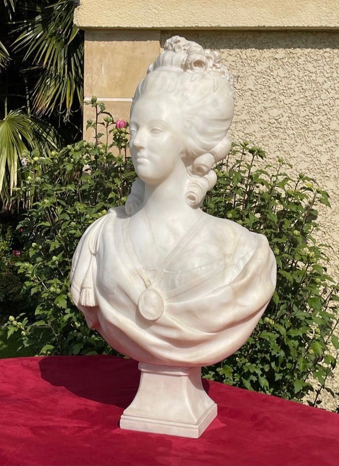 Buste en Marbre de Marie-Antoinette, H 81cm-photo-2