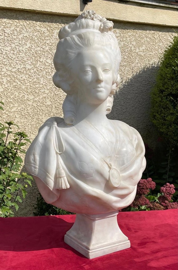 Buste en Marbre de Marie-Antoinette, H 81cm-photo-3