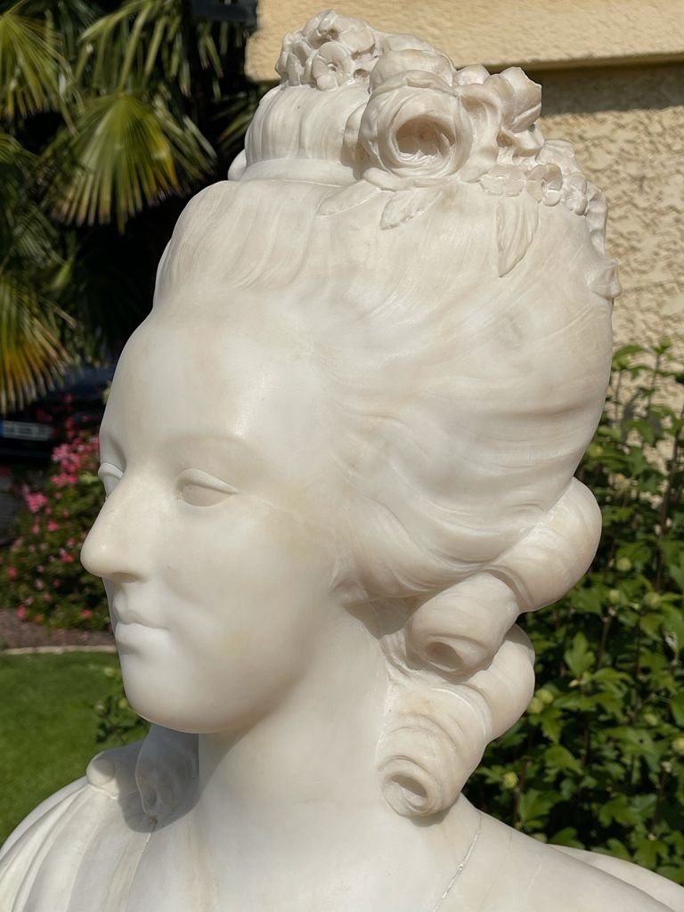 Buste en Marbre de Marie-Antoinette, H 81cm-photo-6