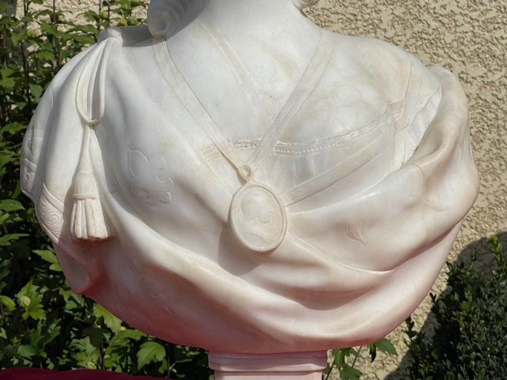Buste en Marbre de Marie-Antoinette, H 81cm-photo-7