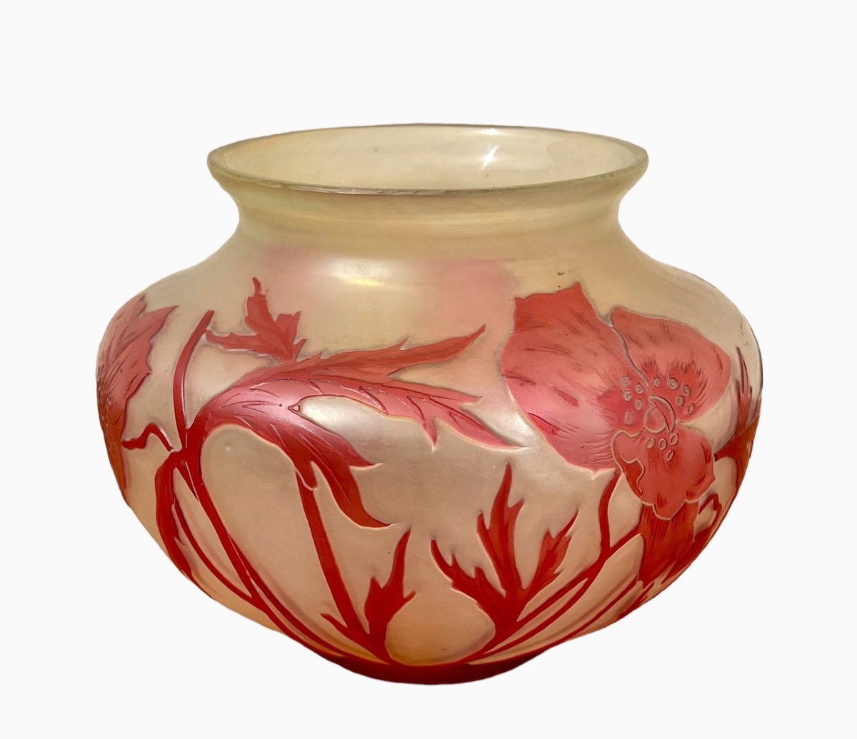 Cristallerie De Pantin - Crystal Vase, Poppies