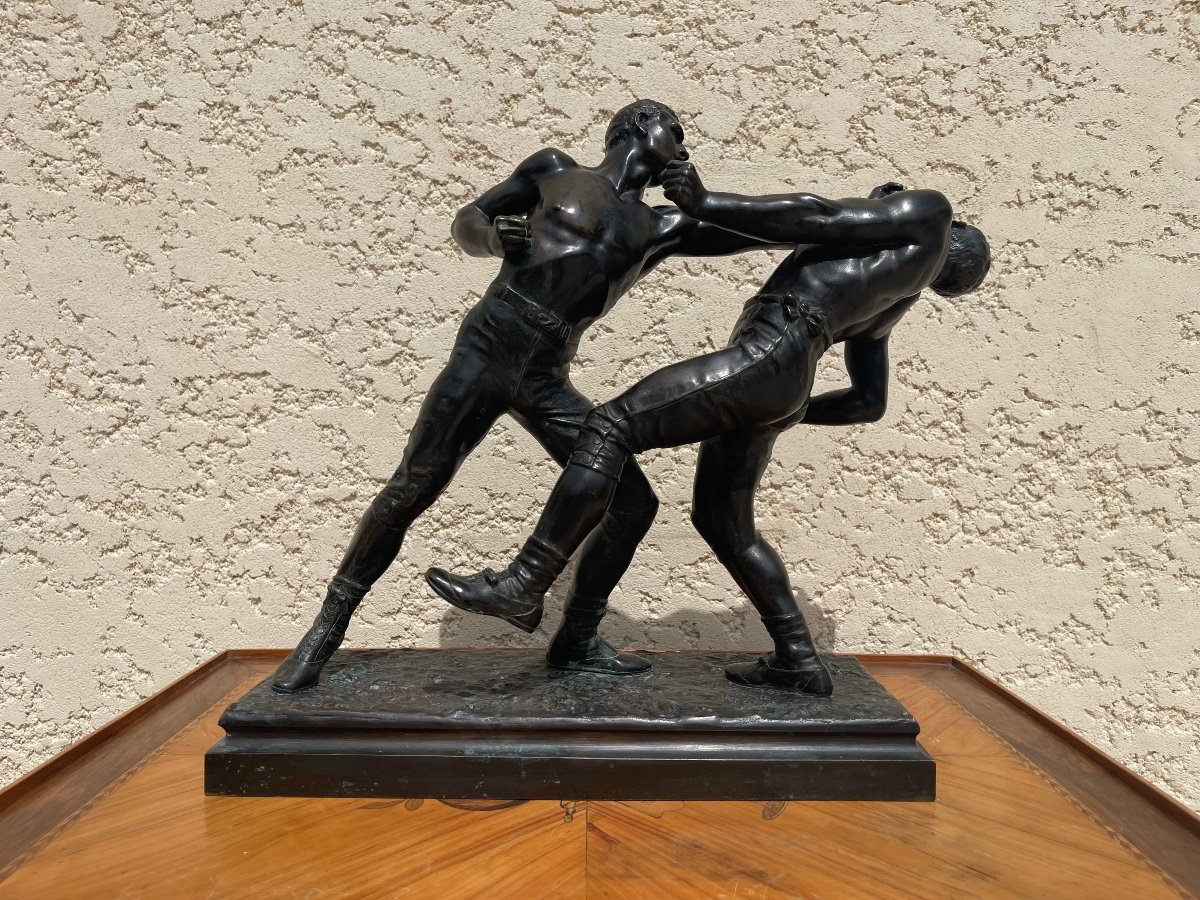 E. HÉBERT - Bronze, Combat à Mains Nues-photo-2