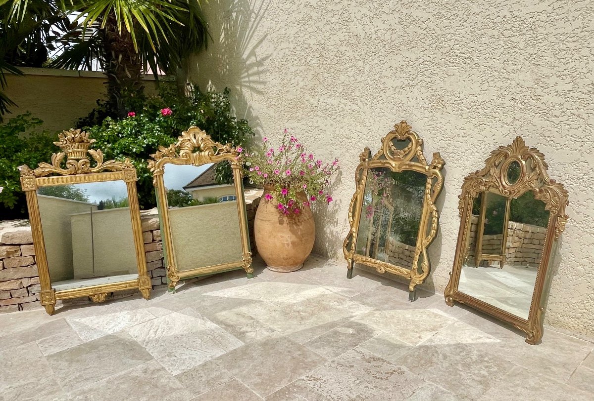 Miroir en Bois Doré Style Louis XVI-photo-3