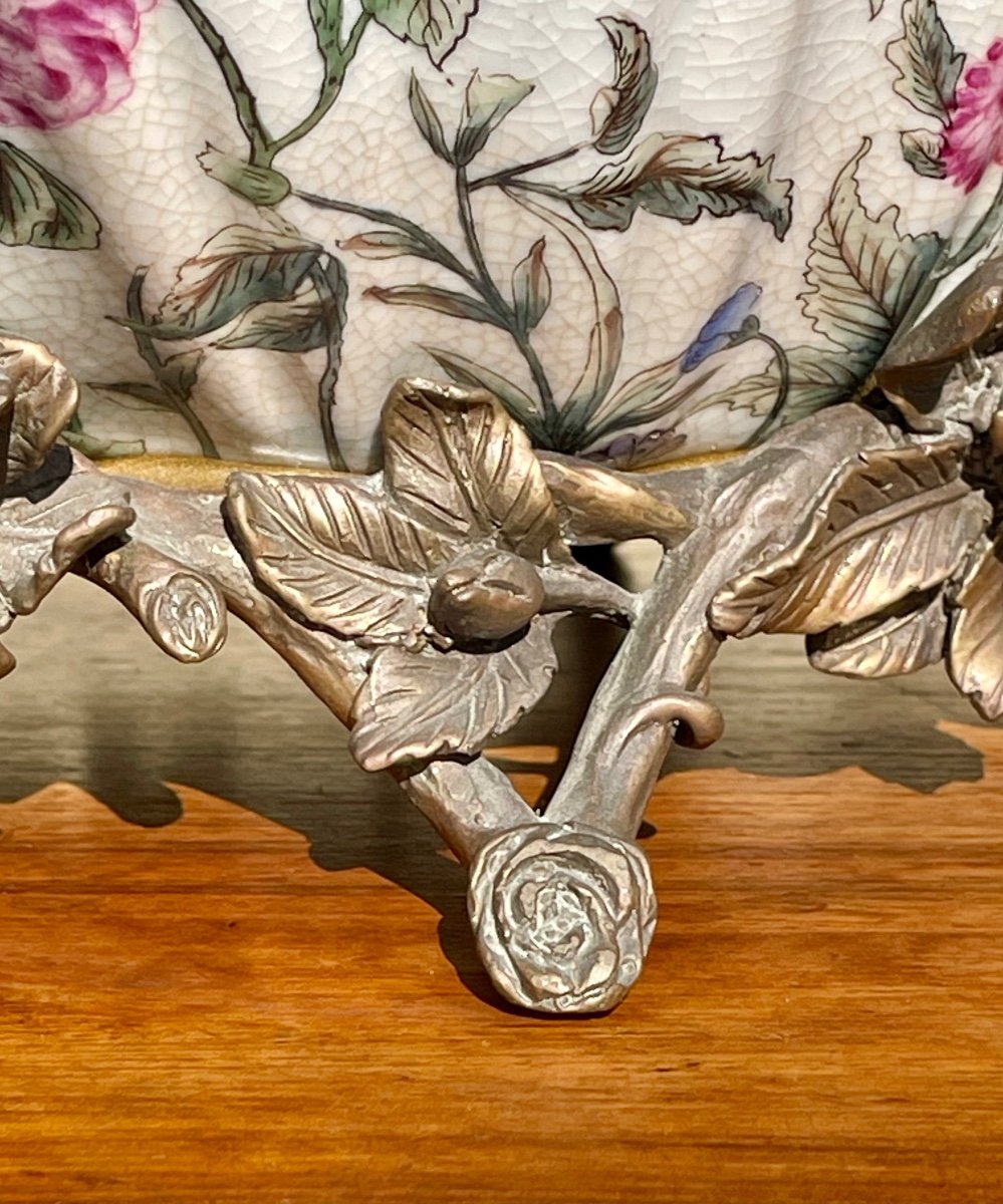 Coupe / Jardinière en Porcelaine & Bronze-photo-2