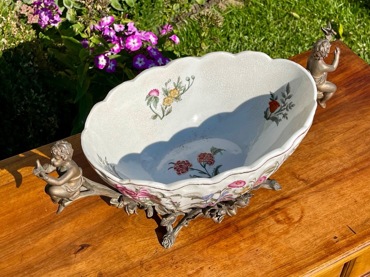 Coupe / Jardinière en Porcelaine & Bronze-photo-4