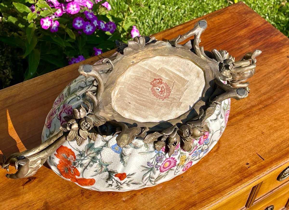 Coupe / Jardinière en Porcelaine & Bronze-photo-7