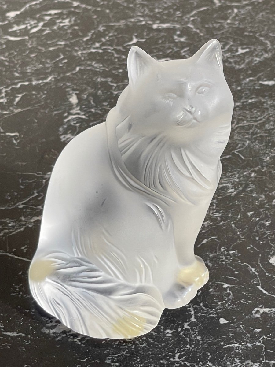 LALIQUE France - Chat Assis en Verre Opalescent-photo-2