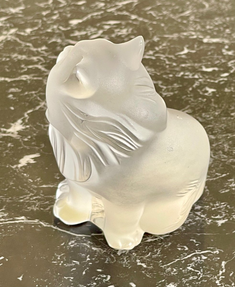 LALIQUE France - Chat Assis en Verre Opalescent-photo-4