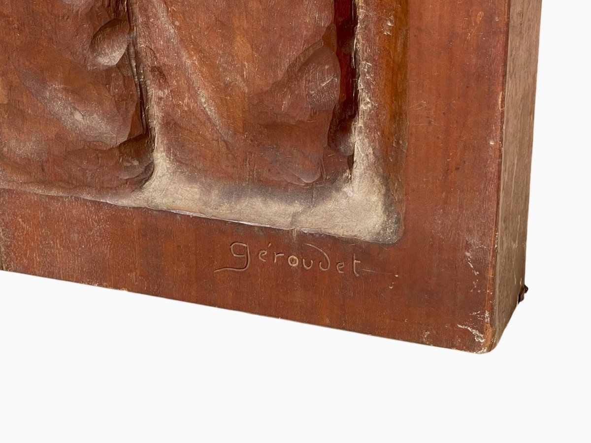 A. Géroudet - Carved Mahogany Panel, Woodturner-photo-4